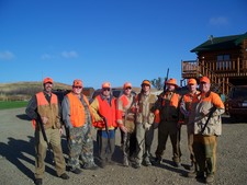 A group of pheasant hunters at the lodge