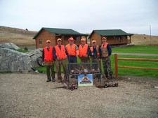 A group of pheasant hunters at the lodge