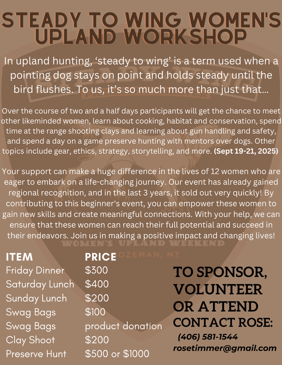 Women's Upland Workshop Sponsorship Opportunities