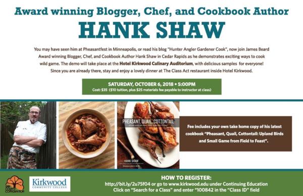 Chef and Blogger Hank Shaw - LIVE in Des Moines (see link in Description to register)