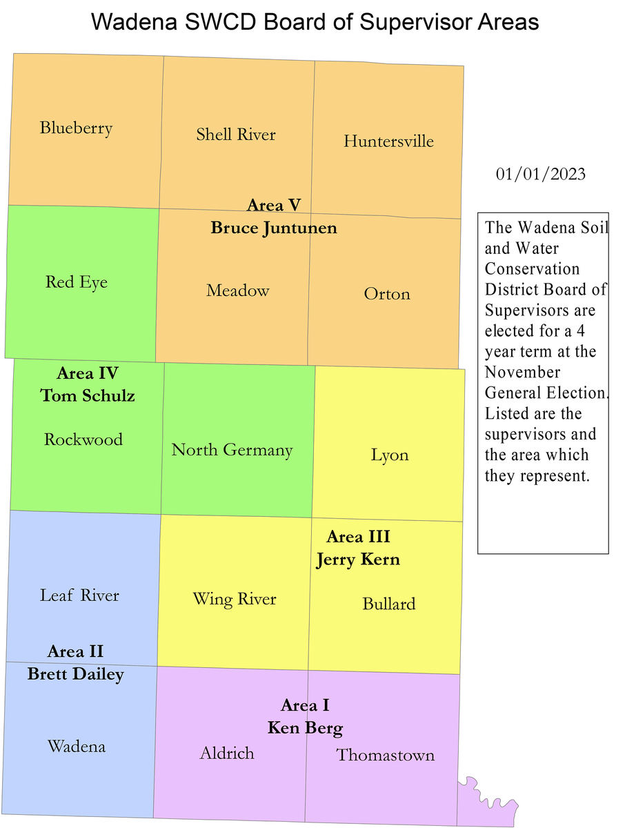 Map showing supervisor areas 2023.