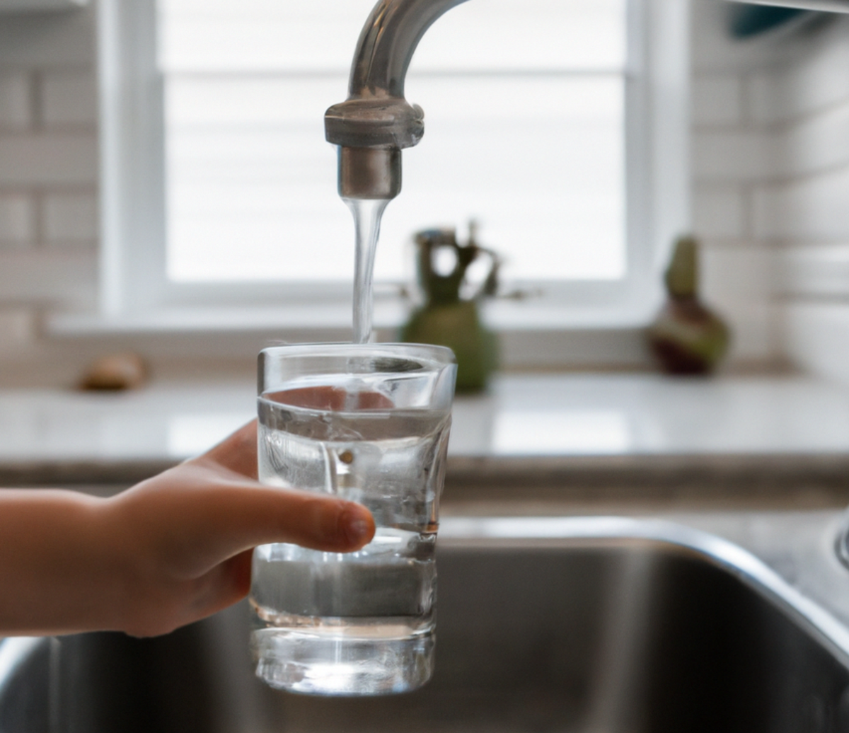 Image of hand holding a glass of water.